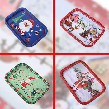 

Christmas Decorations Tinplate Fruit Plate Fruit Tray Storage Tray Storage Tray Christmas Decoration Dropshipping