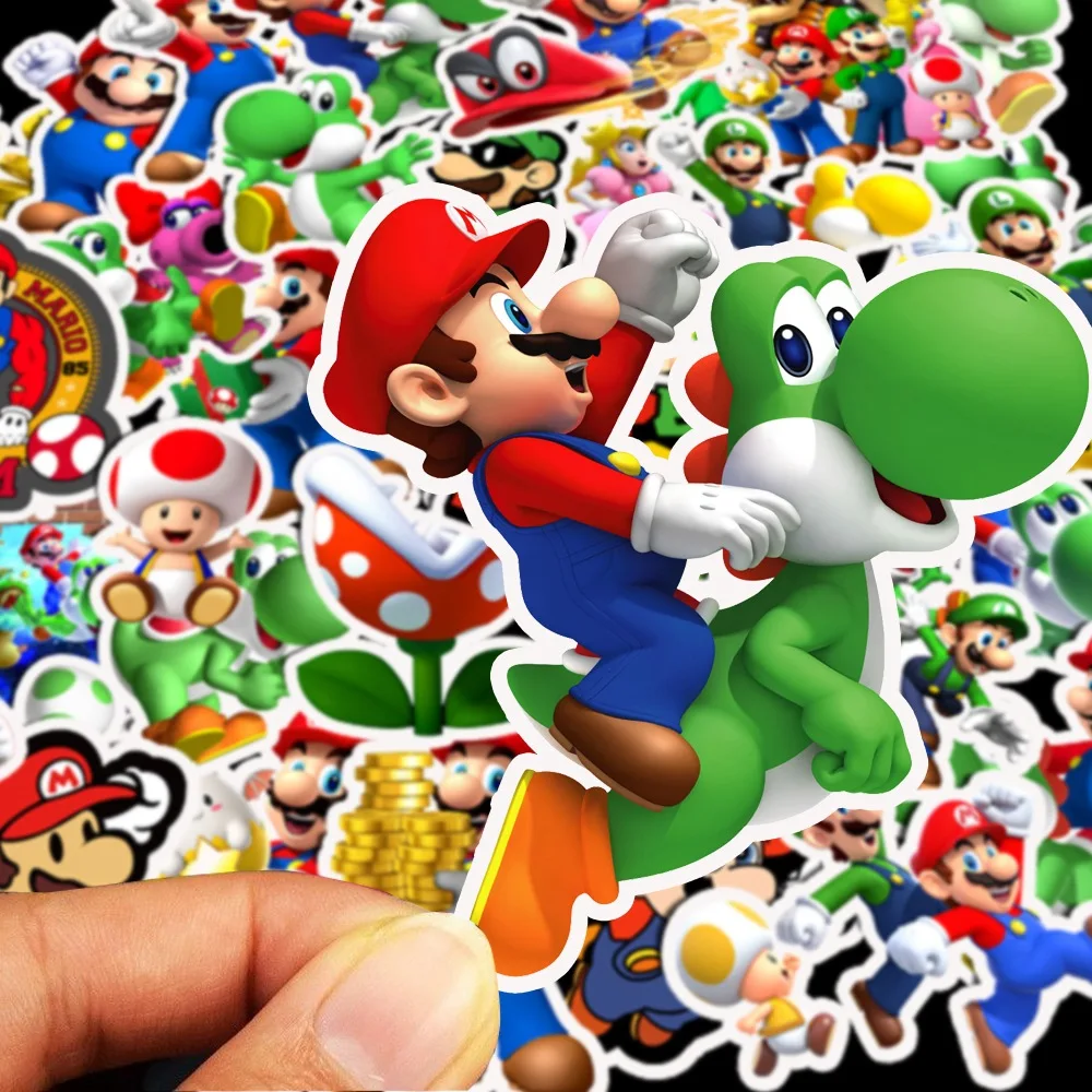 

50pcs Anime Game Mario Cartoon Sticker Waterproof Suitcase DIY Laptop Guitar Skateboard Toy Lovely Stickers