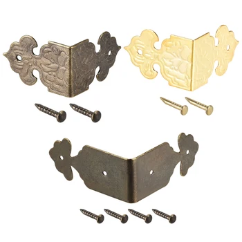 

uxcell 12/20/30pcs Right Angle Bracket 25mmx17mm Retro Furniture Corner Protector Guard Edge Cover Bronze/Golden Tone