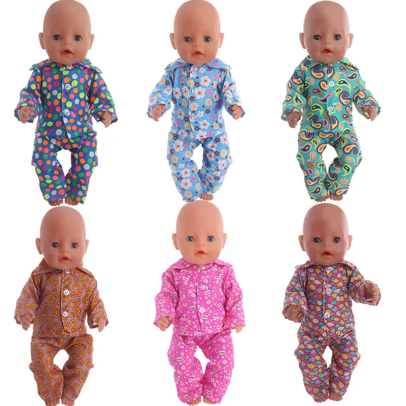 

Doll Cute Pattern Pajamas Fit 18 Inch American Doll 40-43cm Born Baby Doll Accessories For Baby Birthday Festival Gift