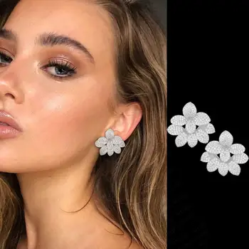 

GODKI Luxury Flower Earrings for Women Wedding Shinning AAA+ Full Mirco Cubic Zirconia Pave Earring Fashion Jewelry