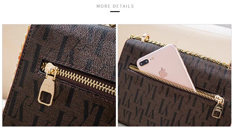New High Quality Women Leather Handbags Printing Letter Portable Small Square Bag Fashion Chain Shoulder Messenger Bags
