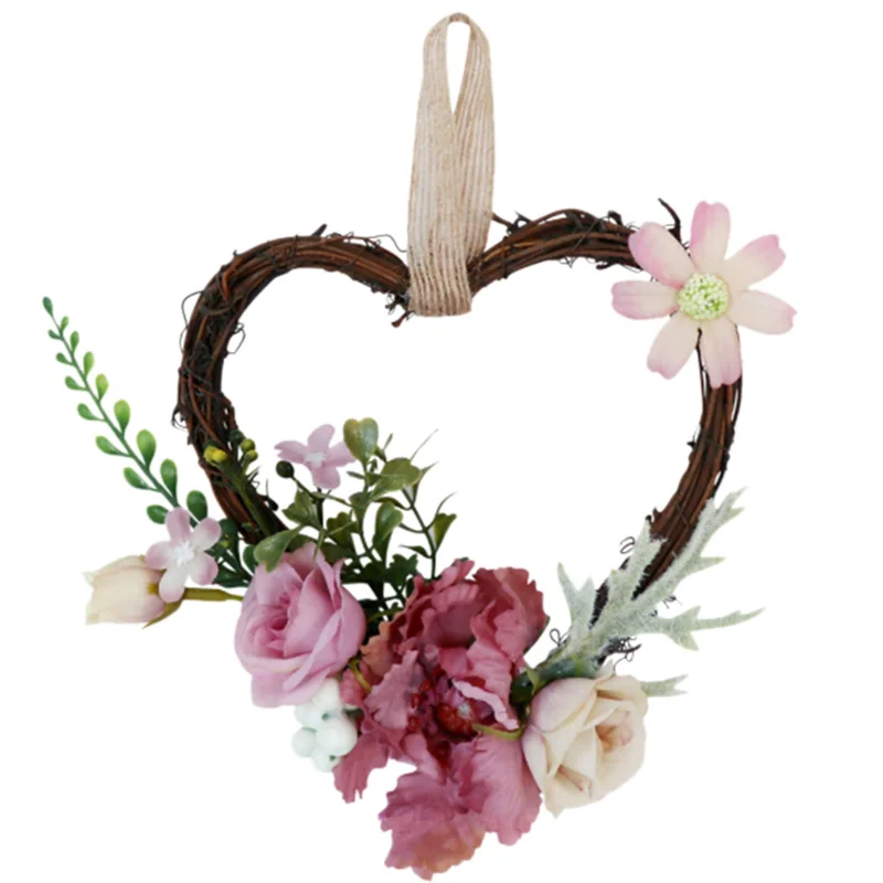 

Artificial Wreath Flower Door Wreath with Green Leaves Wreath for Front Door Decor Wedding Wall Home Decoration