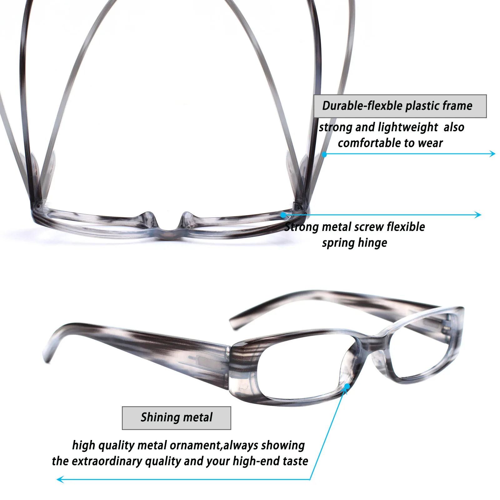 Turezing Reading Glasses Fashion Color Frame Decorative Eyeglasses Spring Hinge HD Presbyopia Optical Eyewear 0~600 3