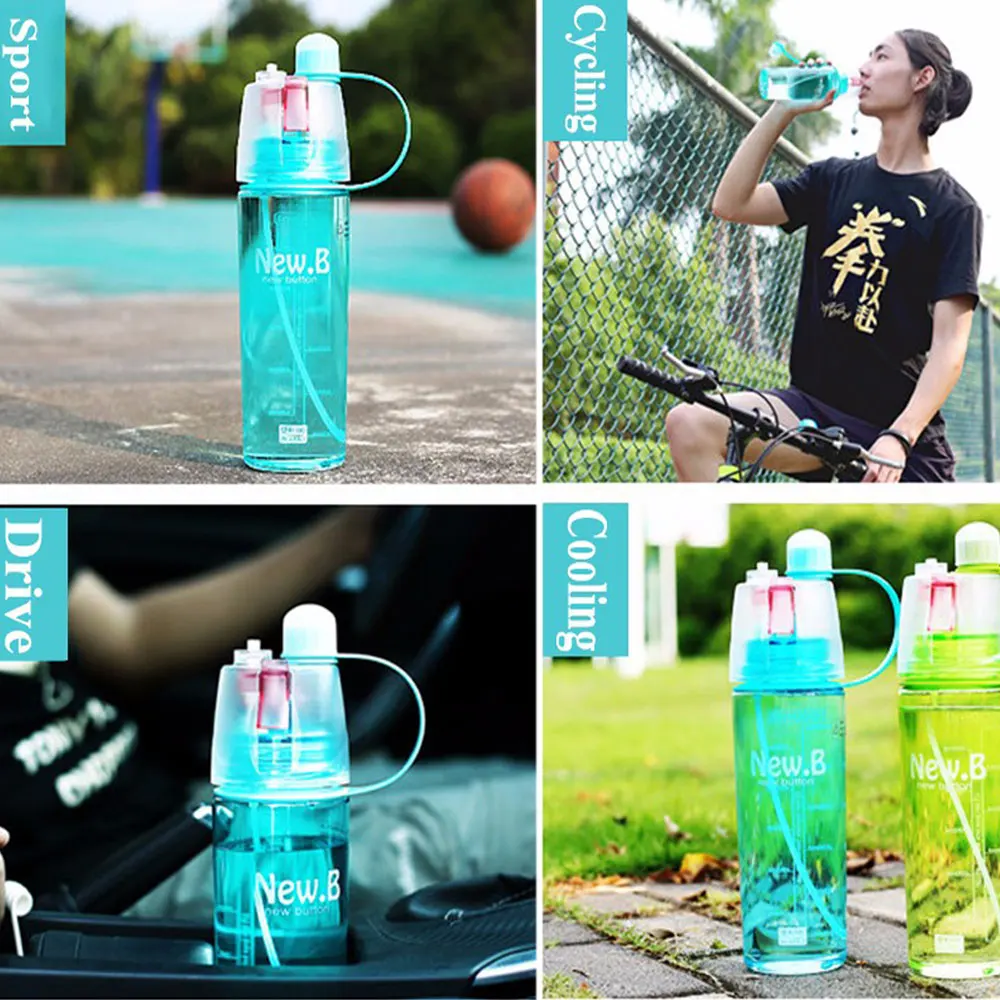 400 ML Water Creative Spray Water Cup Simple Cooling Physical Exercise Spray Water Bottle Household Drink Camping Sport PC