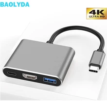 Baolyda USB C док-станция USBC HDMI концентратор Thunderbolt 3 USB 3,1 type c к HDMI VGA 4K адаптер для Mac book matebook Chromebook samsung