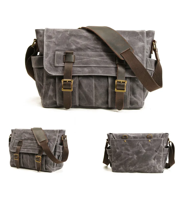 FARBANZEIGE GRAU der Woosir Canvas Messenger Bag