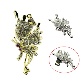 

USB 2.0 Butterfly Flash Drive 128gb 64gb 16gb Pen drive 4GB 32GB 8GB Memory Stick Animal Necklace Personalized Gift Pendrive 8GB