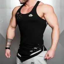 Летний мужской жилет для занятий спортом, фитнесом, фитнесом, с дырками, хлопковый мужской жилет с вырезом лодочкой