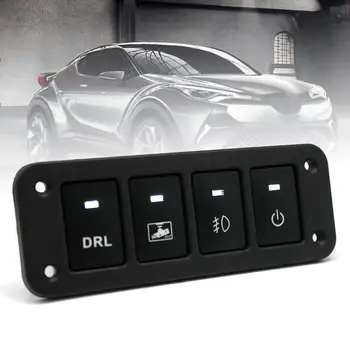 

HiMISS 12-24V Car 4 Position Switch Panel Running LED White Light Driving Recorder Front Fog Switch