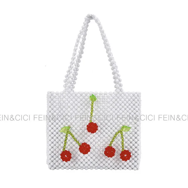 Pearls bag beaded cherry box totes bag women evening party handbag bags luxury brand,3,20x20x7CM