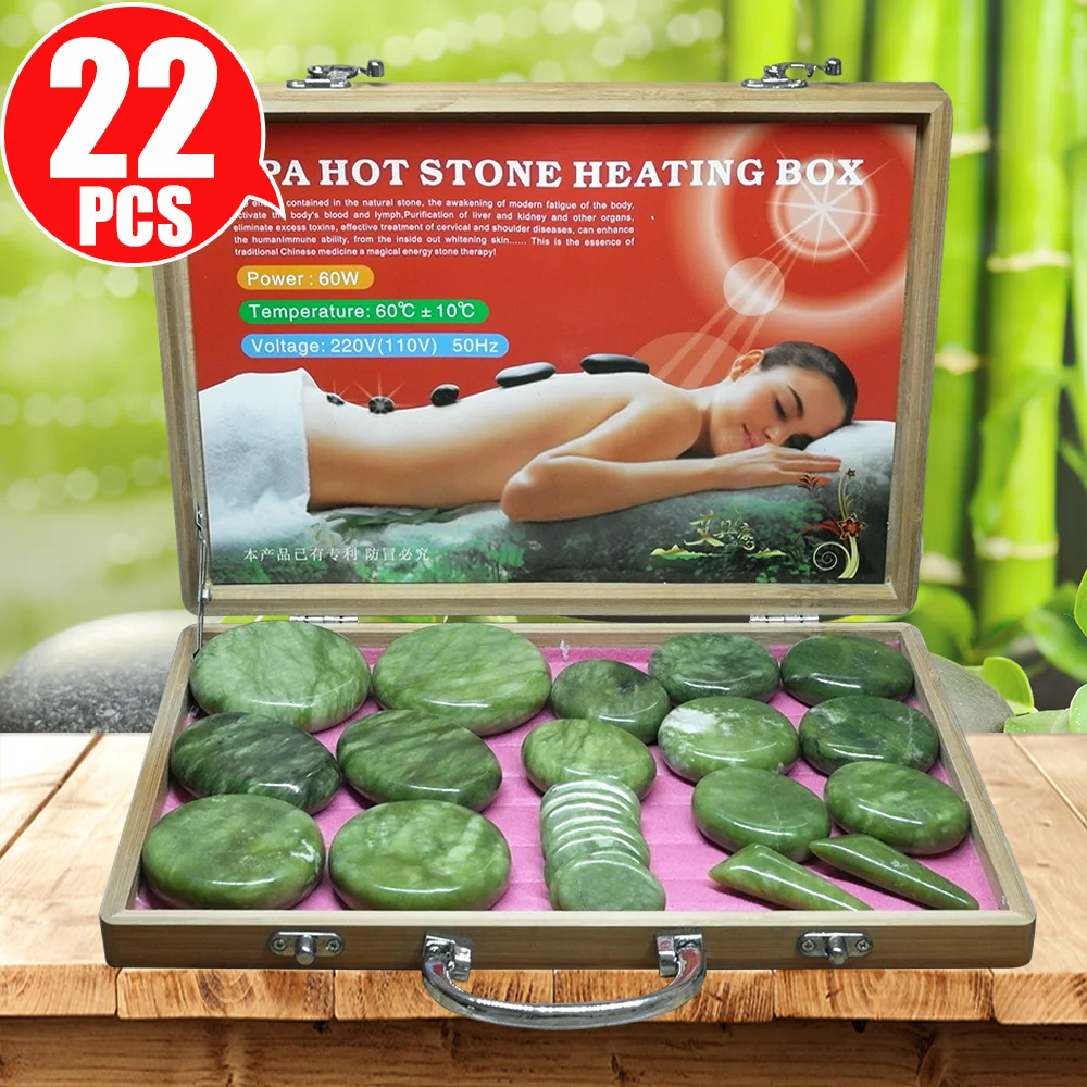 

Tontin Hot Stone Massage Set Heater Box Relieve Stress Back Pain Health Care Acupressure Lava Basalt Stones for Healthcare