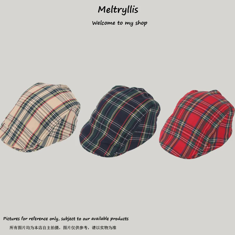 

[Meltryllis] 2020 Plaid Cotton Newsboy Cap Men Casual Summer Gorras Planas Flat Berets For Women Hat Duckbill Visor Cabbie Hats