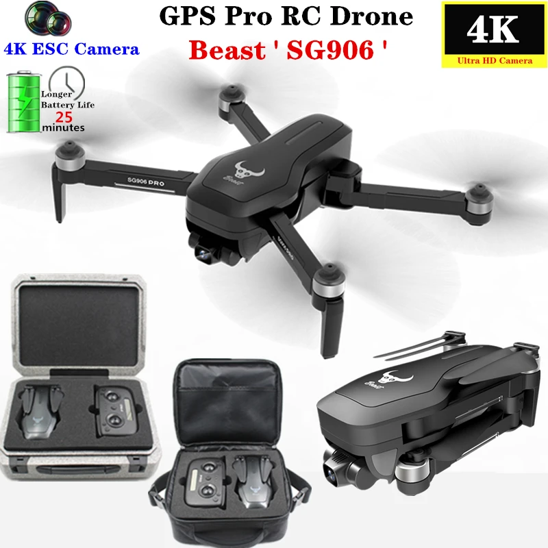 SG906 PRO GPS Drone 4K камера с двухосевым антивибрационным универсальным соединением и