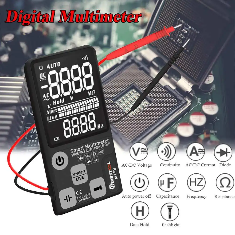 

MUSTOOL MT99 True RMS 9999 Counts Digital Multimeter Ultra-large EBTN LCD Screen 3-Line Display Fully Auto-Range DMM Upgraded
