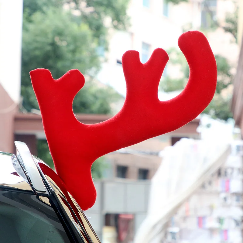 LED Light Christmas Deer Elk Antlers Reindeer Red Nose Car Windows