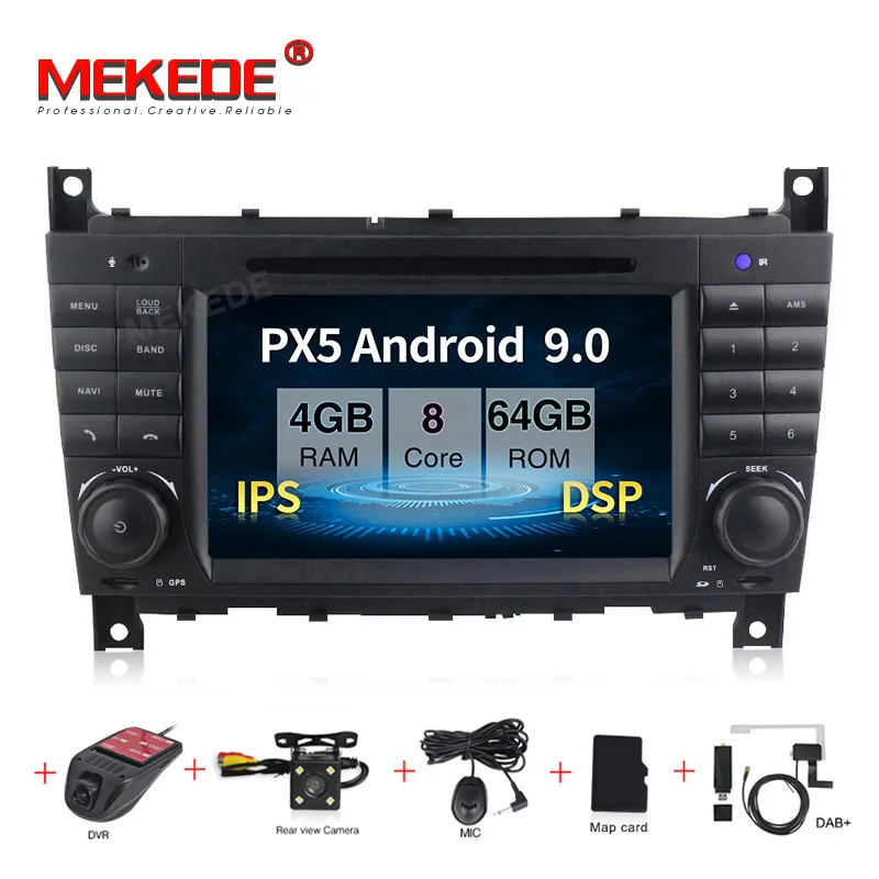 MEKEDE Android 9,0 Автомобильный gps Автомагнитола для Mercedes benzc-класс CLC W203 CLK W209 2004-2007 C200 C230 C220 C320 C350 - Цвет: PX5