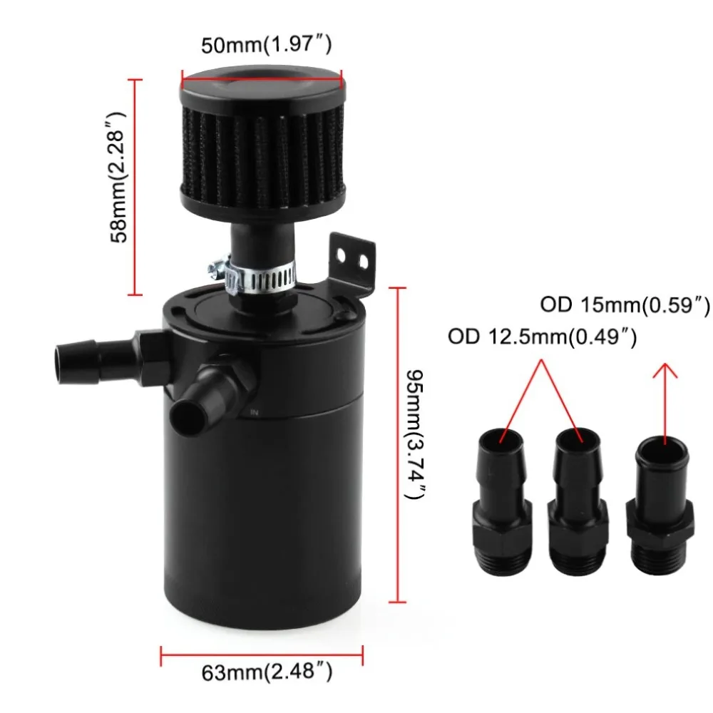 Compact Baffled Oil Catch Can 3 портовый вентилирующий масло с отверстиями канистра для