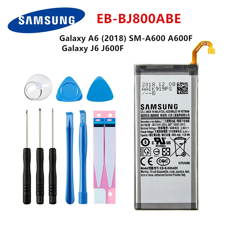 Оригинальный аккумулятор SAMSUNG EB-BJ800ABE 3000 мАч для Samsung Galaxy A6 (2018) SM-A600 A600F J6 J600F