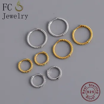 

FC Jewelry 925 Sterling Silver Gold Color Circle Rope Shape Hoop Earring For Women Ear Accessories Boucle D’oreille 2020 Fashion