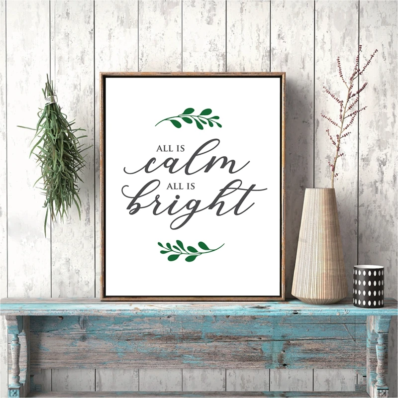 All is Calm Bright Canvas художественные плакаты принты Рождество украшение для дома
