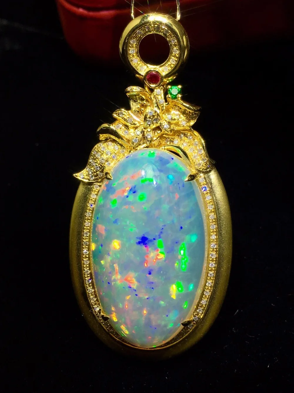 Fine Jewelry Real Pure18 K Gold AU750 G18K Natural Opal Pendant 18.2ct Diamonds Pendant Gemstone Necklaces for Women