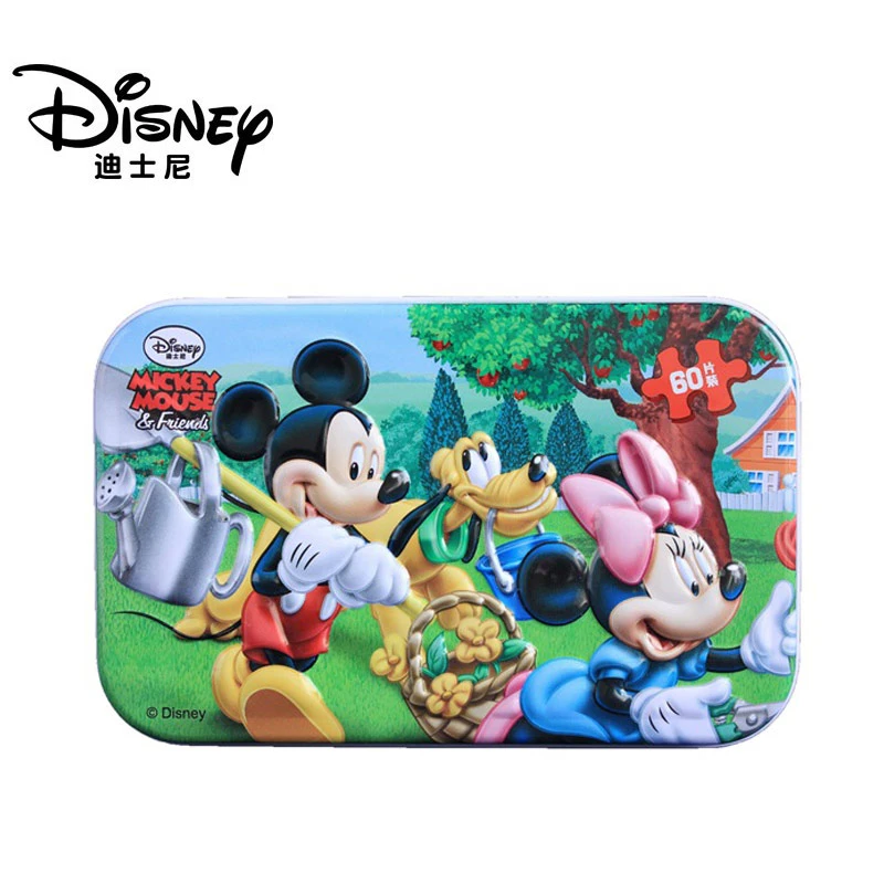 Disney 20 видов genuin Микки Маус и поиск Немо 60 штук деревянные головоломки детские игрушки 3D Железный ящик детские игрушки - Цвет: Mickey A 2260