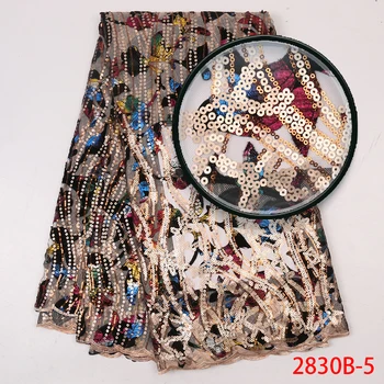 

Sequins Lace Fabric Flocking African Velvet Lace Fabric Printed Desgins for Party Dress AMY2830B