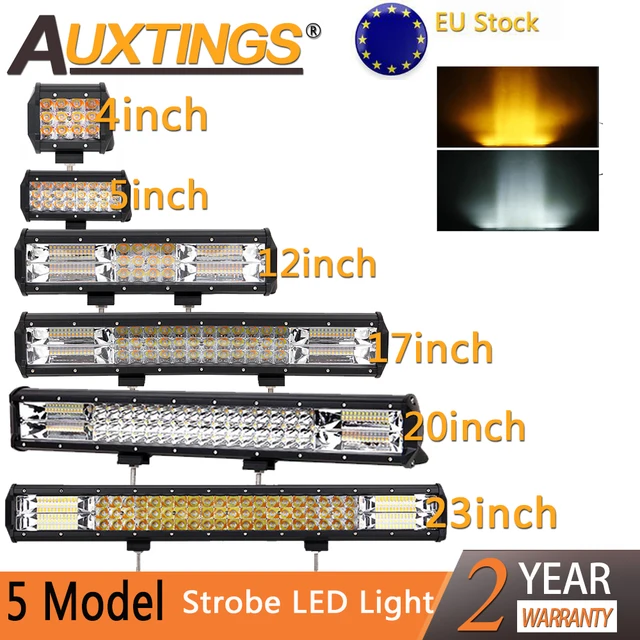 Auxtings 4 5 12 14 17 20 23inch תלת שורות מטלטלין סוגר Strobe LED אור בר 5 דגם לבן אמבר offroad 4x4 רכב אור 12V 24V