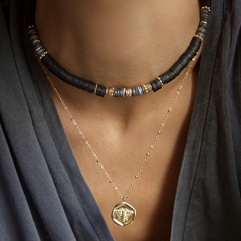 Collar de piedra de cerámica Vintage para mujer, gargantilla joyería fina que combina con todo, accesorios exquisitos para Collares tipo gargantilla| - AliExpress