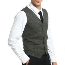 Безголовый режим Мужчины Джентльмен плед Slim Fit Жилет универсальный Повседневный жилет W-b3-wy025