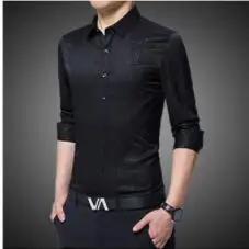 

Free Shipping2018 autumn fashion business leisure slender sleeve shirt youth trend men's shirt