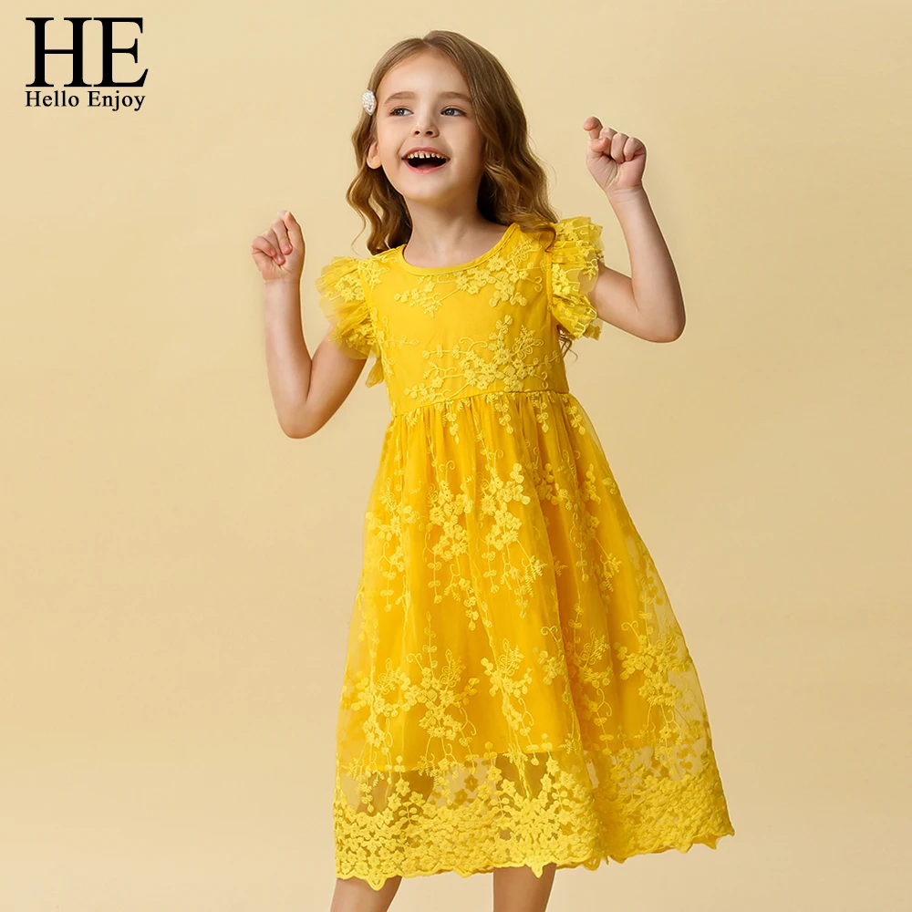 HE Hello Enjoy-ropa de encaje para niños, vestidos infantiles de princesa para niñas, Vestido informal de 3 a 8 años, bata Fille 2020