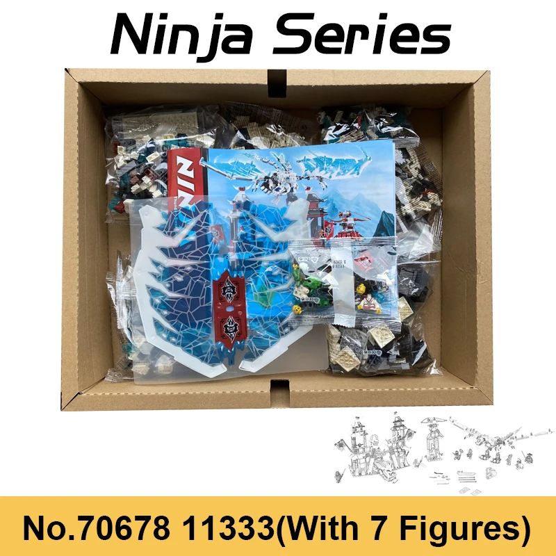 Castelo de Neve Blocos de Construção Brinquedos para Crianças Ninja Gelo Dragão Imperador Rolo Faça Você Mesmo Tijolos Presente Natal 70678 11333 1260 Pçs 2 1260 pçs ninja castelo de neve gelo