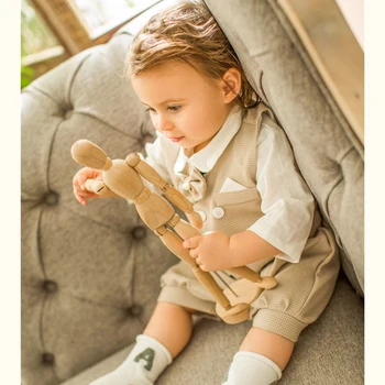 2022 New Baby Boys gril Suit houndstooth Clothes Set Vest Shorts Tie bow shirt Spring Summer kids 1 2 3 4 Birthday wedding Party 6