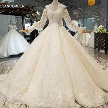 LS354711 عدد قطار الأميرة فساتين الزفاف 2018 الحبيب كم طويل الكرة ثوب زفاف شراء مباشرة