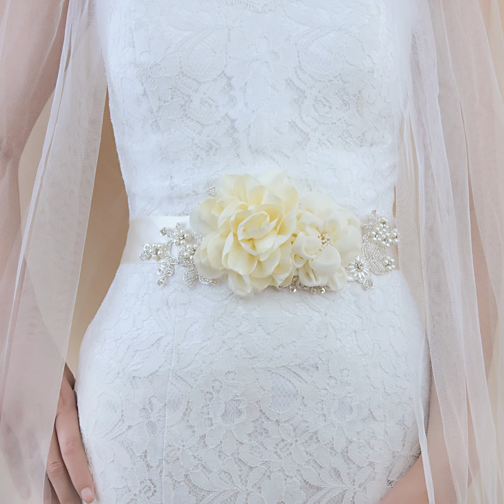 TRiXY A172 свадебный пояс цвета слоновой кости с украшением в виде цветов свадебные пояса из бисера и жемчуга свадебные пояса, свадебные пояса с цветами