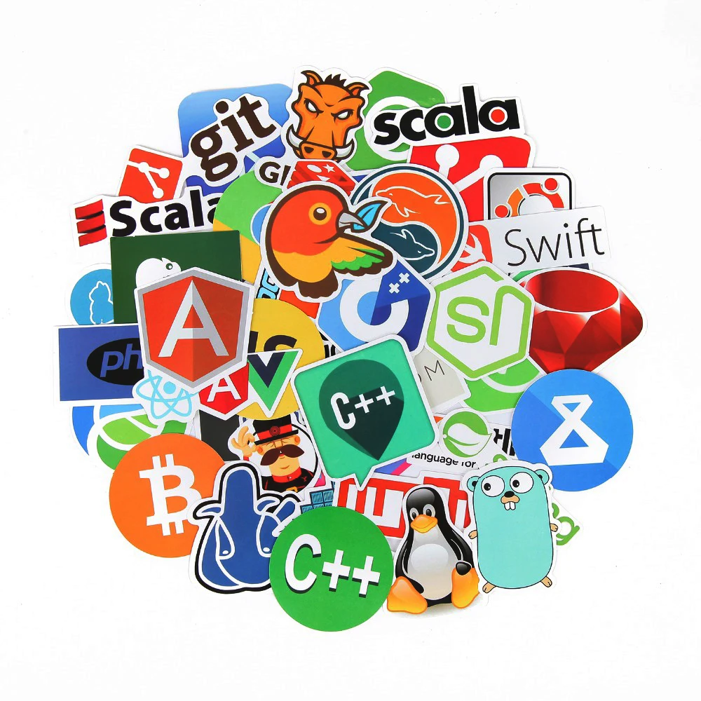 50Pcs/lot Internet Programming Stickers JS Php Docker Bitcoin Html Cloud programmer Language Funny Laptop Pad Phone Sticker | Игрушки и