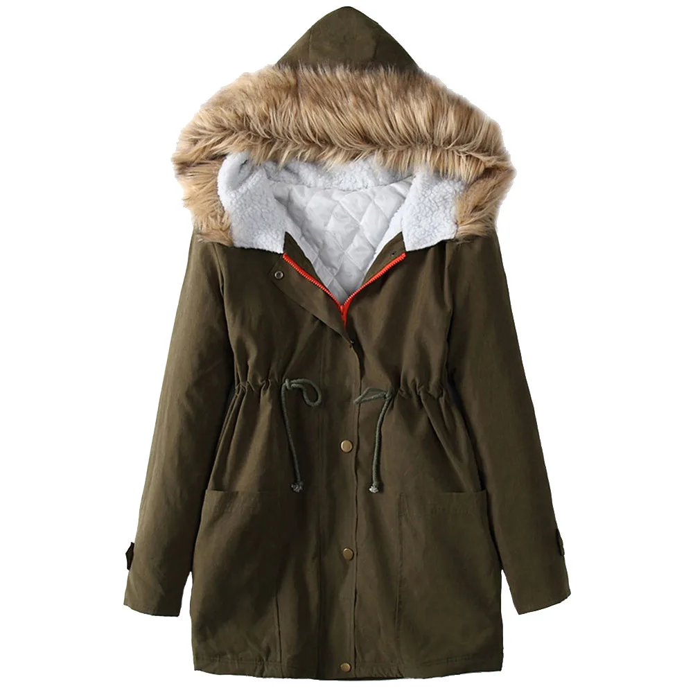 JAYCOSIN женские парки женские Зимние флисовые с длинным рукавом с капюшоном уличные теплые куртки на молнии с карманом пальто Лидер продаж L400826