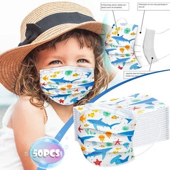 

50Pcs Children's Disposable Mask Breathable Face Mask Mascarilla Mascarar Dustproof 3ply Ear Loop Masque Mondkapjes Mondmasker