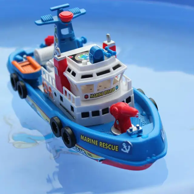 Kids Children Electric High Speed Ship Fire Boat Water Spray Music Light Marine Rescue Model Fireboat Educational Toys 3