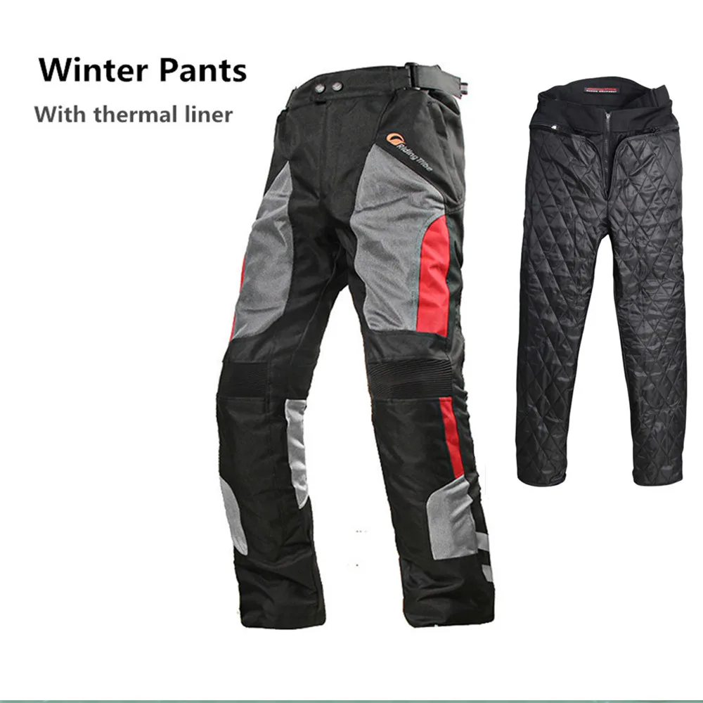 Мотоциклетная куртка, штаны, летнее дышащее зимнее теплое пальто, брюки, водонепроницаемый костюм, байкер, наездник, бронежилет, защитное снаряжение, JK-40 - Цвет: Winter- Black- Pants