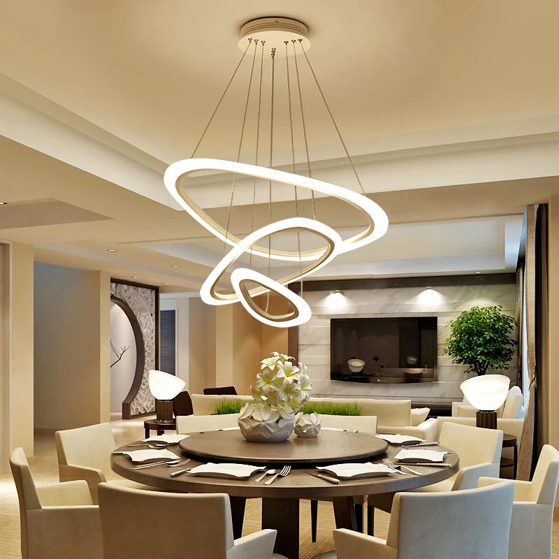Creative 2/3/4 Circular LED Chandelier Living room dining bedroom study office lighting fixtures Commercial shop lights | Лампы и
