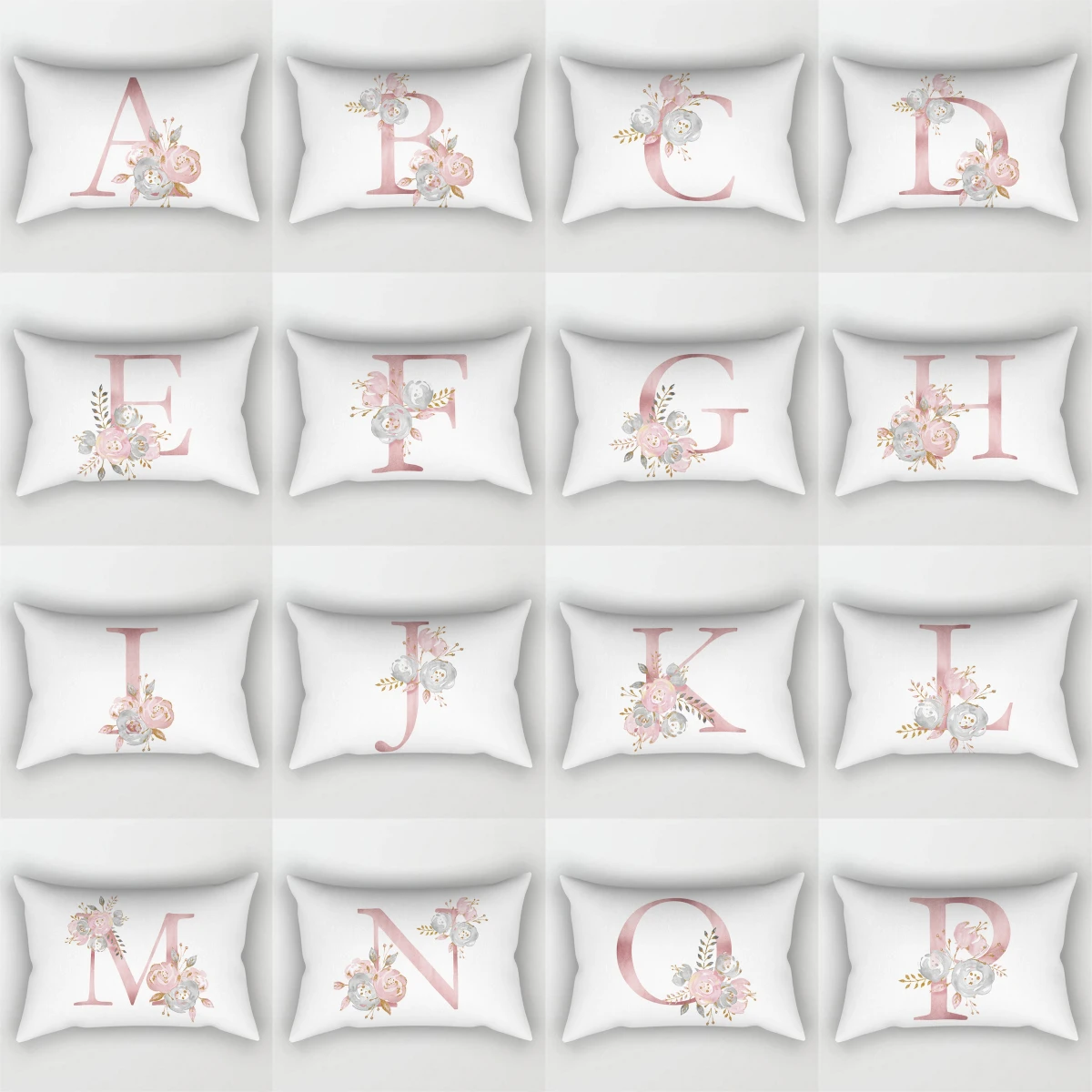

30X50CM Polyester English Alphabet Floral White Cushion Covers Nordic Sofa Car Waist Throw Pillows Home Decor Lumbar PillowCase