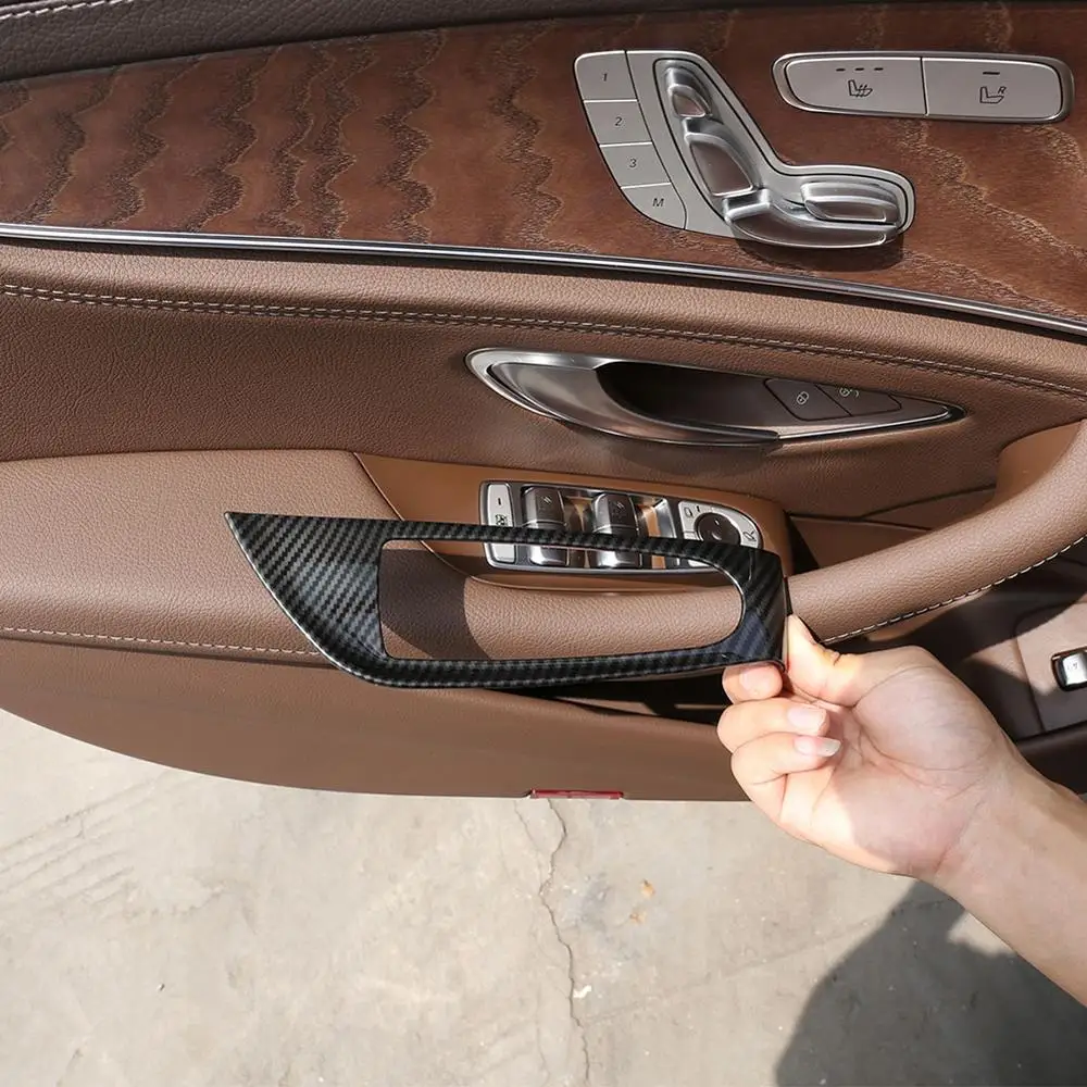 

4pcs Carbon Fiber Style ABS Car Window Lift Button Frame Trim for Mercedes benz E Class W213 2016-2019 Left Hand Drive Accessory