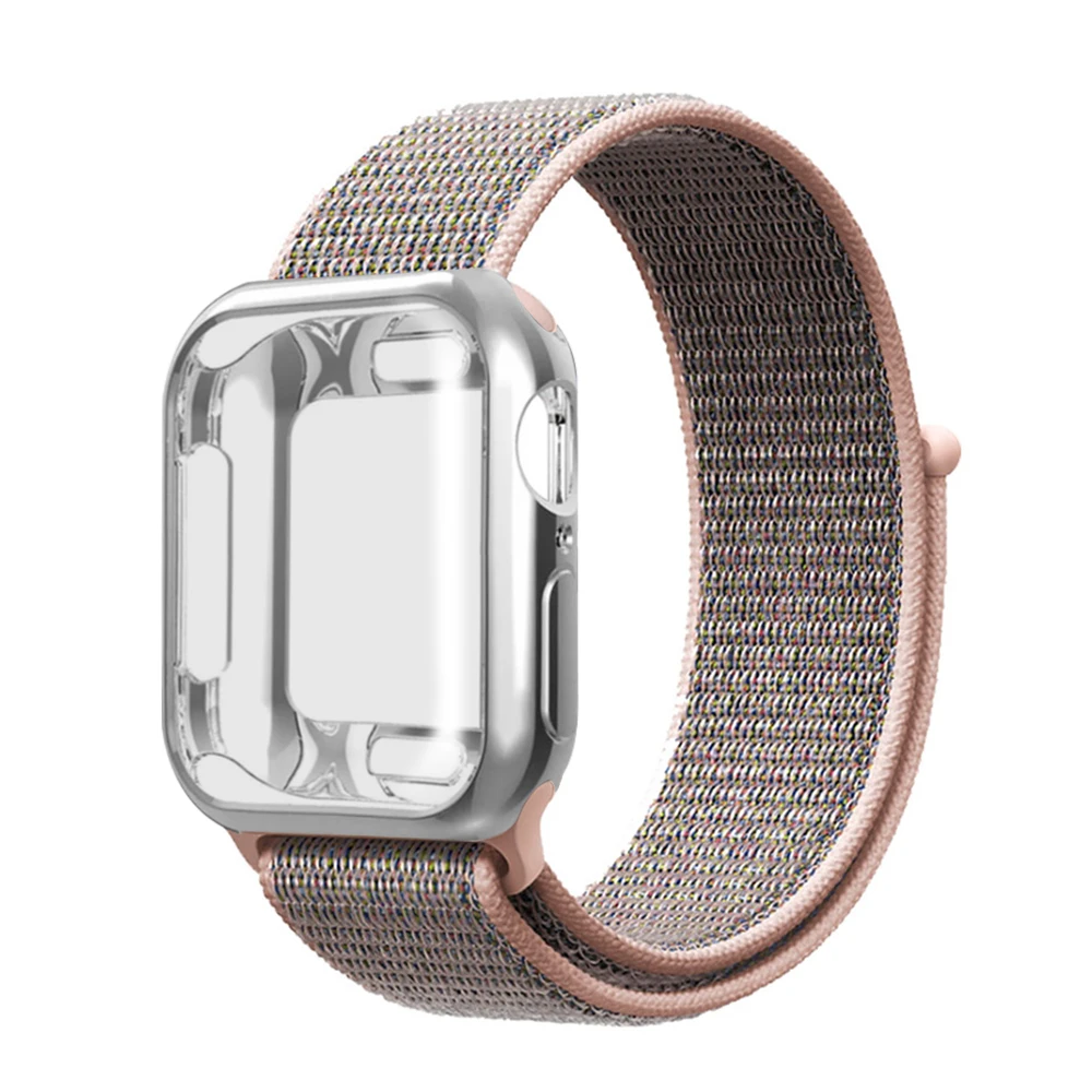 Для случая с нейлоновым ремешком Apple смотреть 5/4/3/2/1 42 мм 38 мм Pulseira Band для iwatch 40 мм 44 мм спортивный браслет - Цвет ремешка: Sand powder