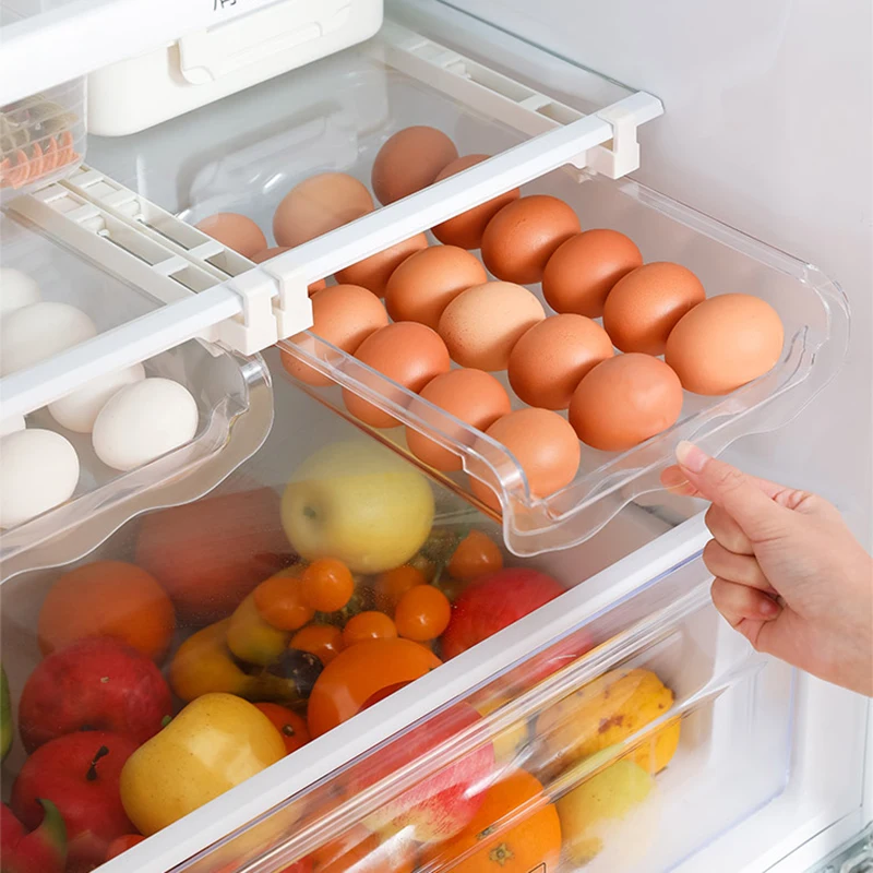 Refrigerator Food Egg Storage Box Rack Fridge Drawer Shelf Kitchen Organizer 