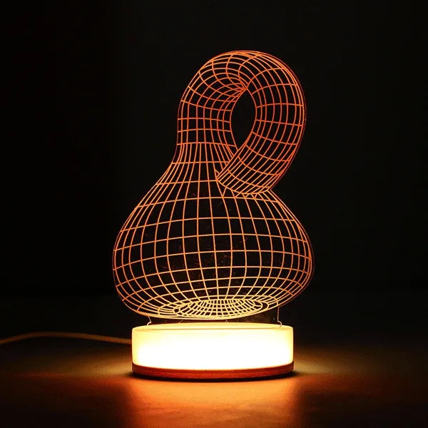 3D Illusion USB LED Night Light 7 Color Changing Desk Table Lamp Xmas Gift - Испускаемый цвет: Синий