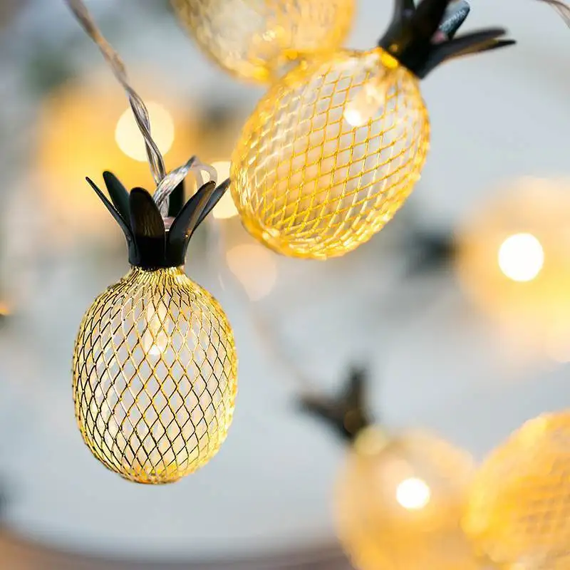 

2m Pineapple String Lights 10 LED Garlands Battery Power Iron Ananas LED Lamp Holiday Party Garden Decoration Fairy Lights