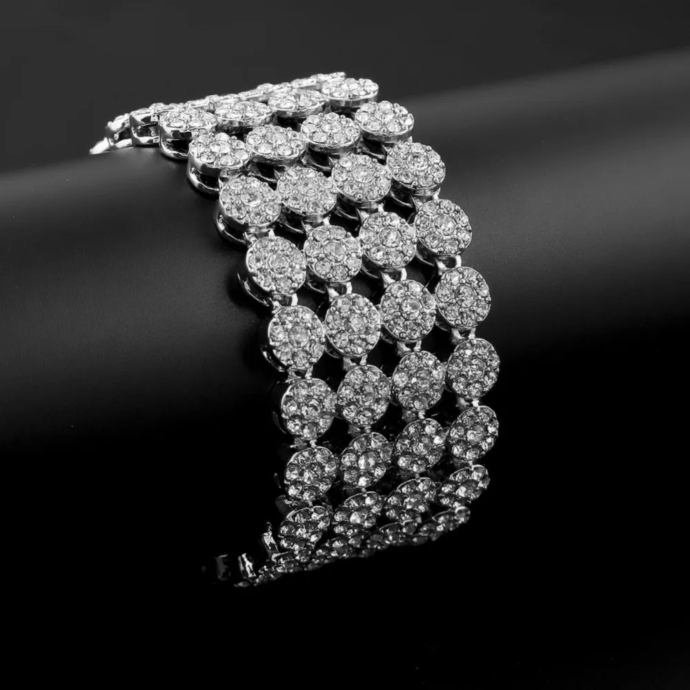 Хип-хоп Браслеты и браслеты Goldtone Ясно Cz Iced Out 4 ряд bingbing Для мужчин браслет Модные украшения винтажный браслет с брелоками